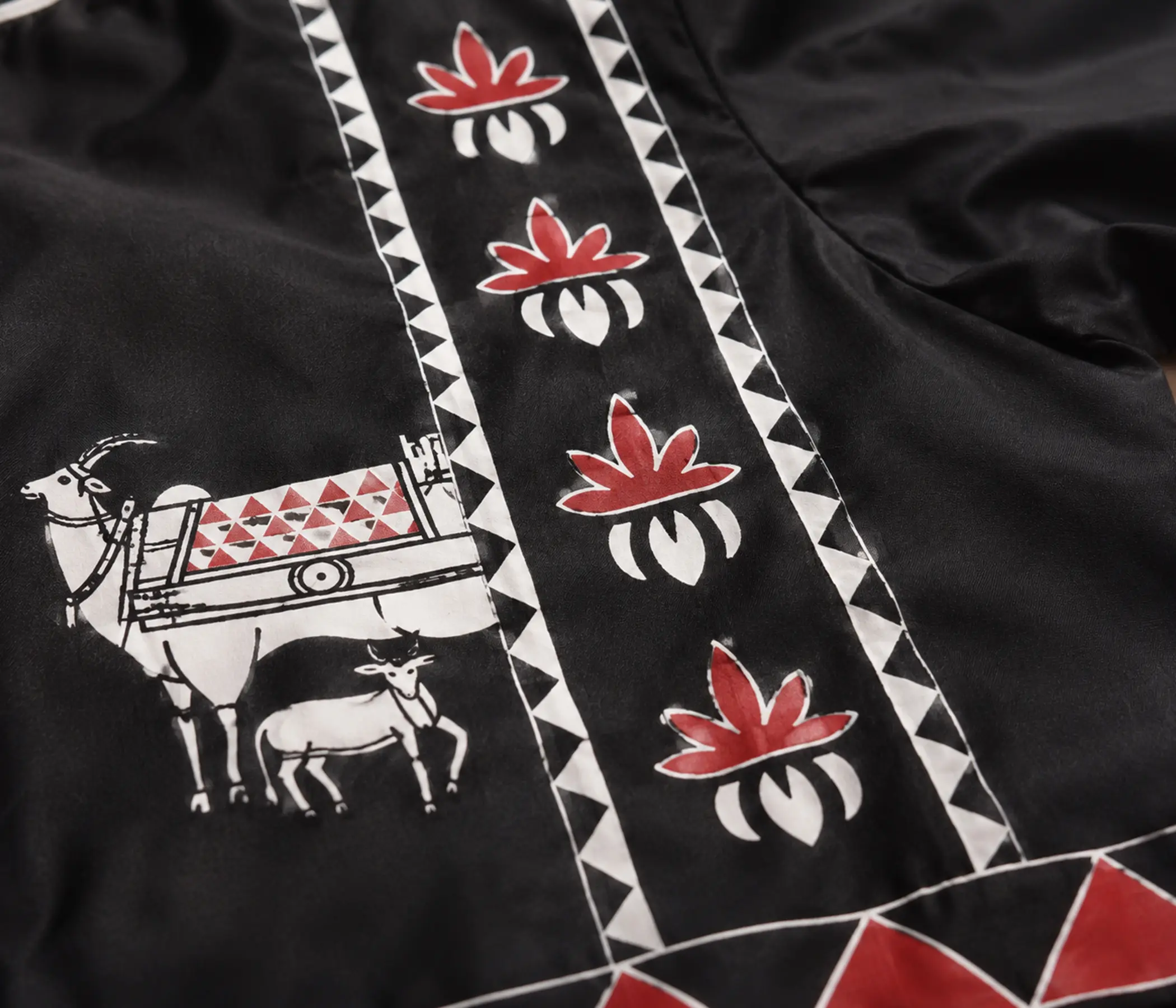 Black Hand-Painted Pure Silk Pichwai Blouse